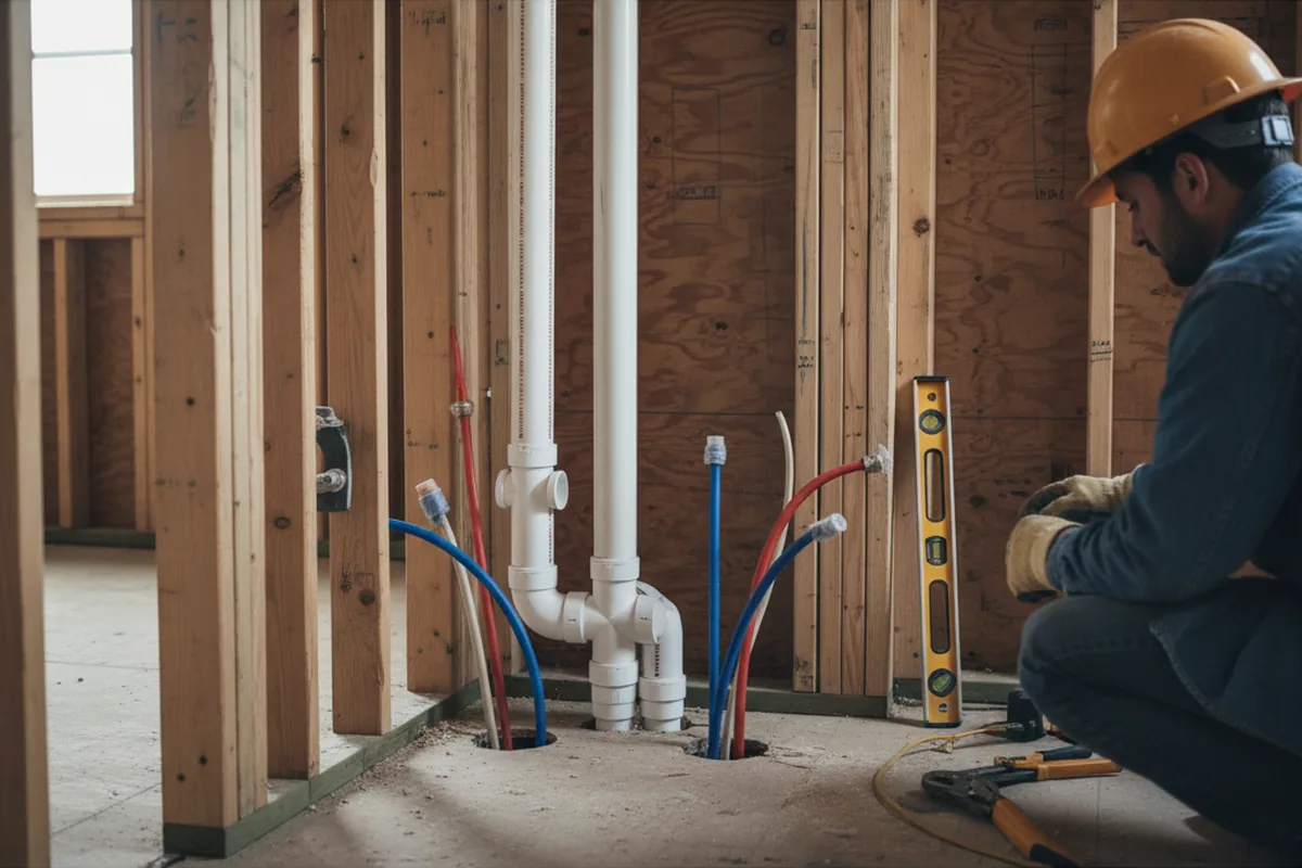 Drain and supply rough-in during Drain Cleaning in Meridian